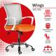 Кресло  "Wings MG-306", пластик белый, хром, сетка, серое/оранжевое, 532011. Фото товара с разных ракурсов.