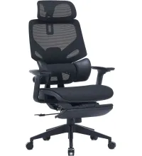 Кресло Cactus CS-CHR-MC01-BK черный сет./эко.кожа с подголов. крестов. пластик подст.для ног
