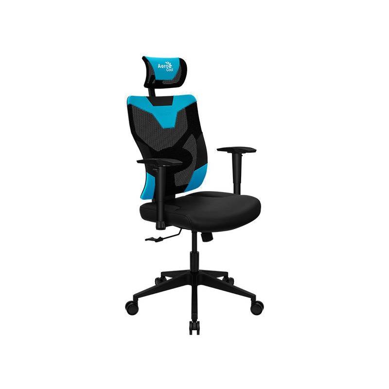 Кресло игровое Aerocool Guardian черный/голубой сиденье черный эко.кожа/сетка крестов. нейлон главное фото