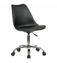 Кресло стул  "Eames MG-310 CH", хром, пластик черный, экокожа черная, 532925